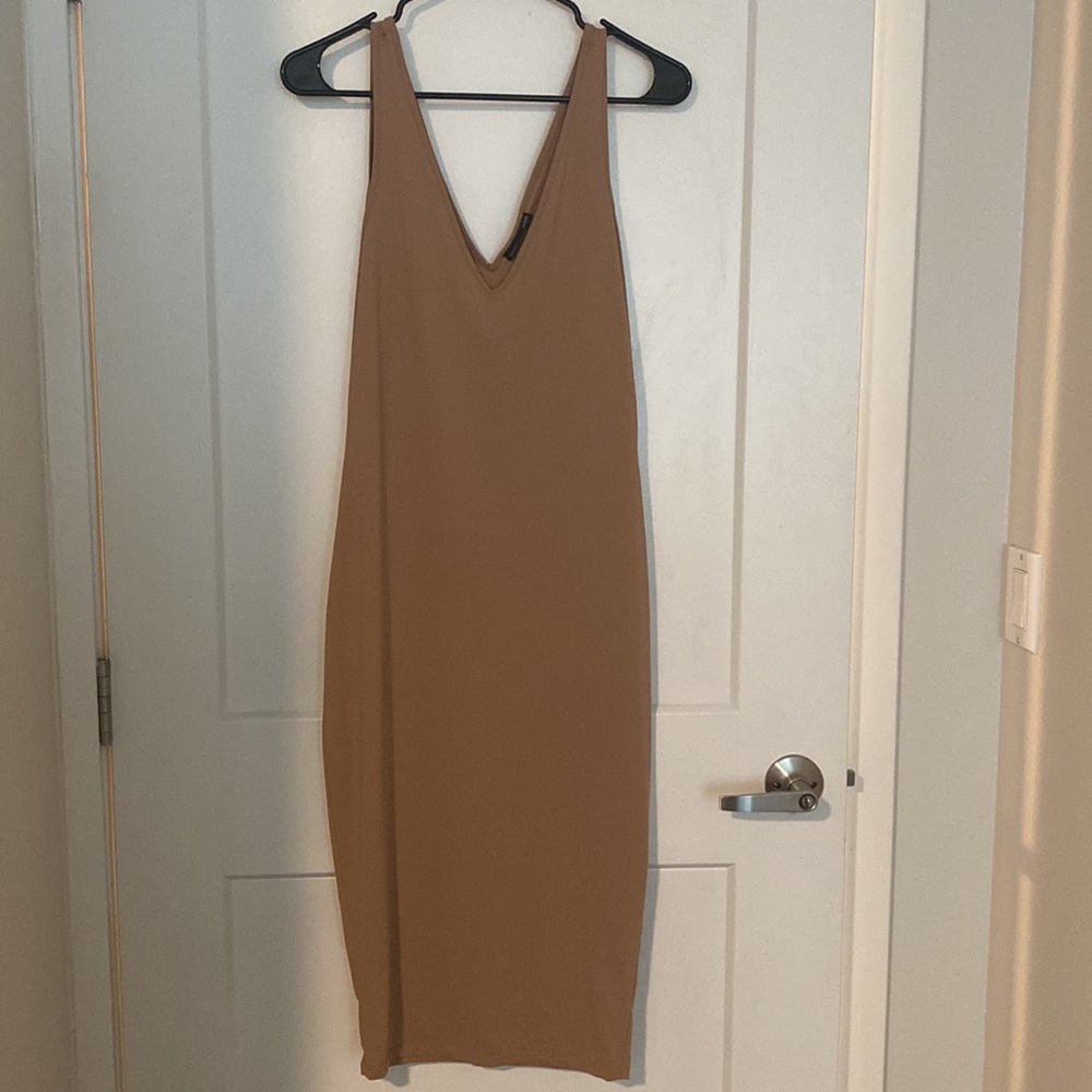 Zara Nude Maxi Bodycon Dress SZ Medium